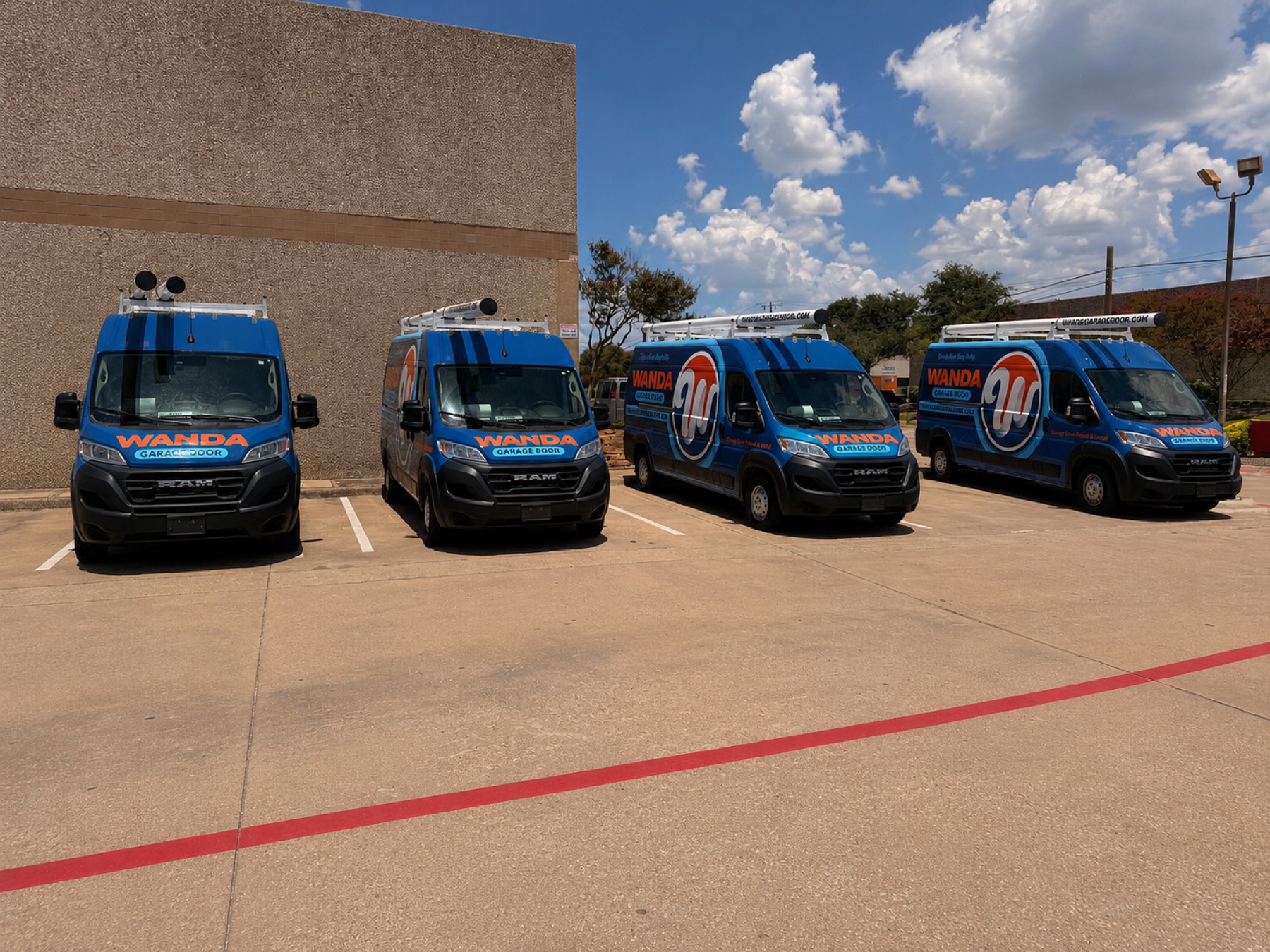 The Wanda Garage Door fleet of service vans