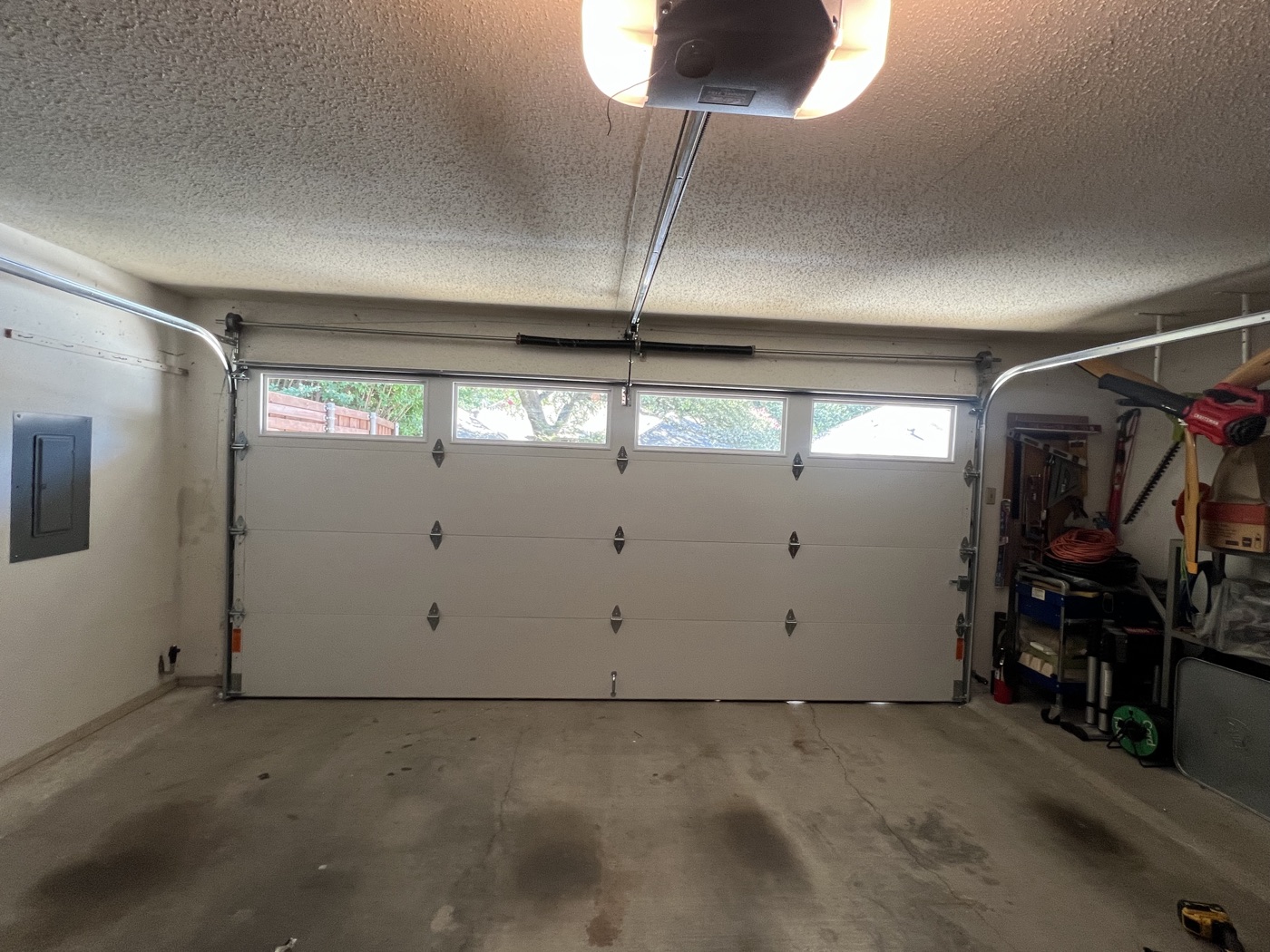 Old garage door before replacement
